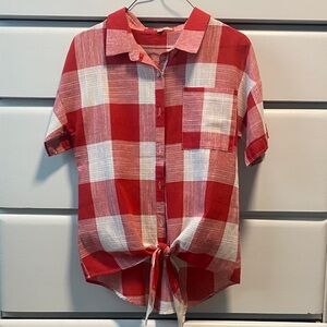 Polagram Red and White Plaid Shirt